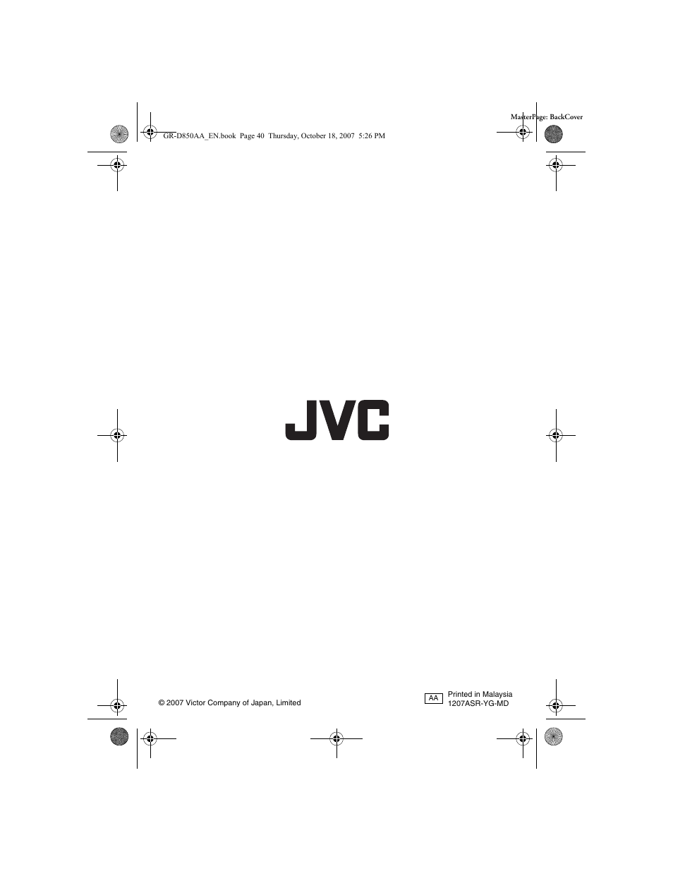 JVC GR-D850AA User Manual | Page 40 / 40