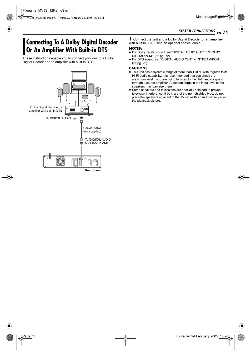 System connections | JVC DR-MV5S User Manual | Page 71 / 88