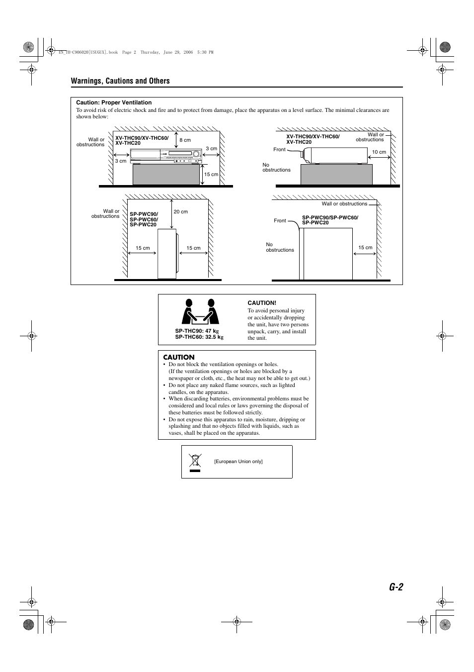 Warnings, cautions and others | JVC TH-C90 User Manual | Page 3 / 138