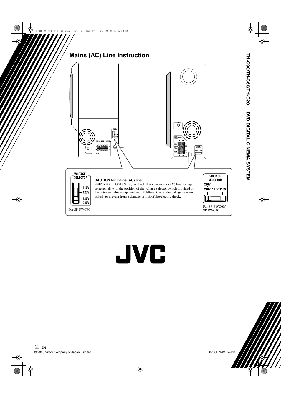 Mains (ac) line instruction | JVC TH-C90 User Manual | Page 50 / 138