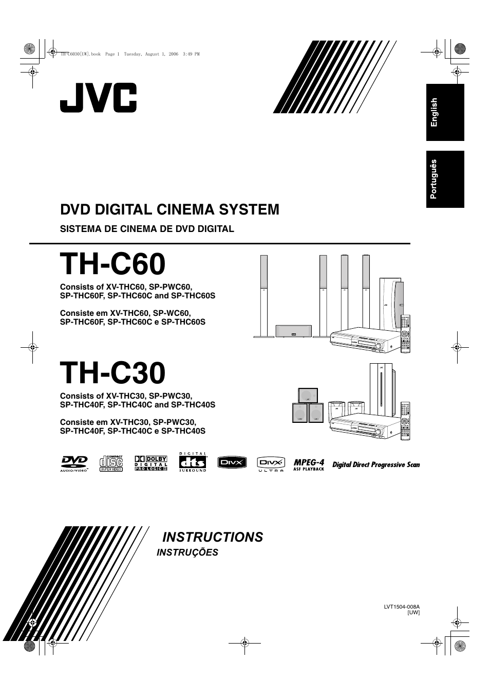 Th-c60 uw, Th-c60, Th-c30 | Dvd digital cinema system | JVC TH-C90 User Manual | Page 95 / 138