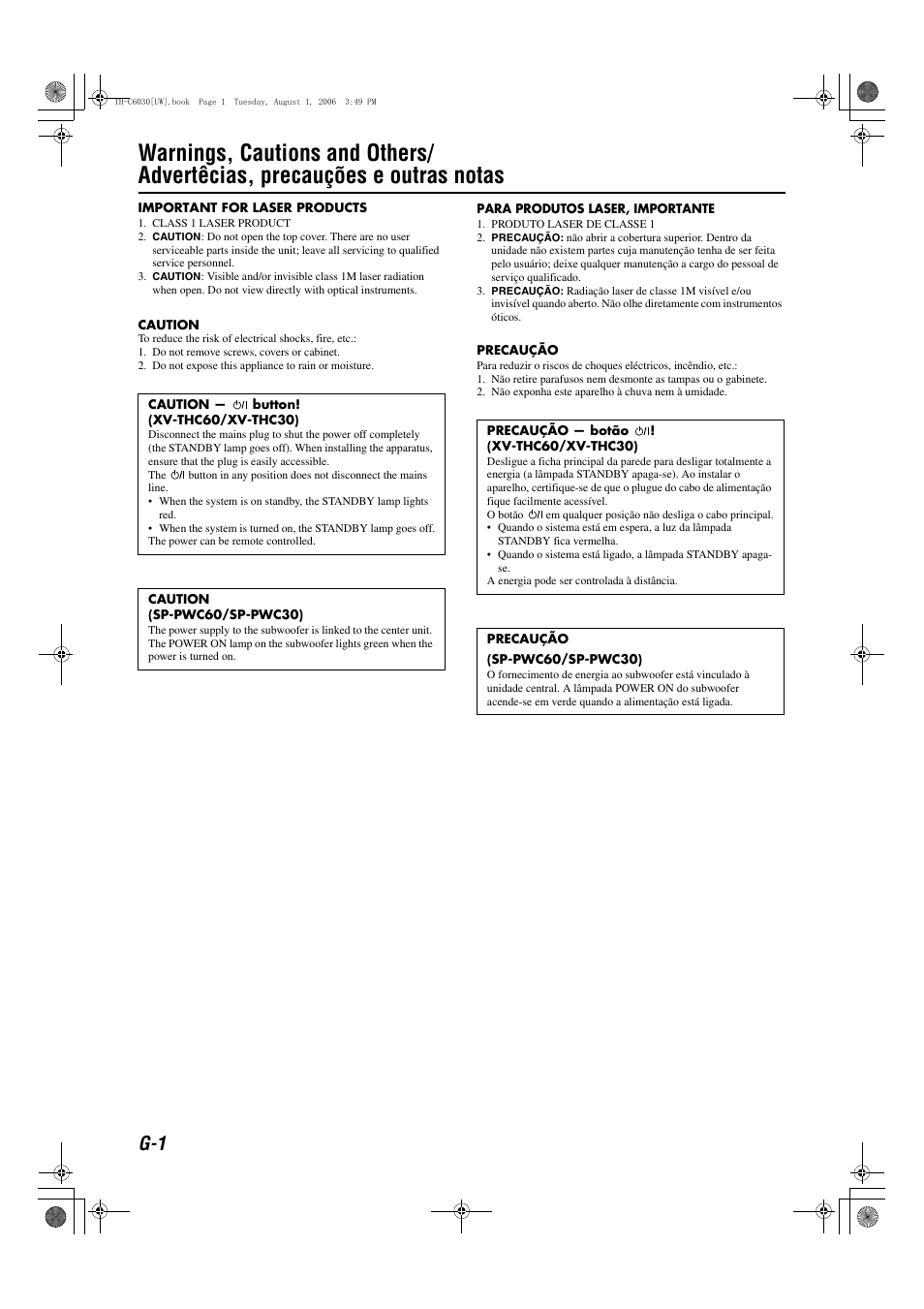 Warnings, cautions and others | JVC TH-C90 User Manual | Page 96 / 138