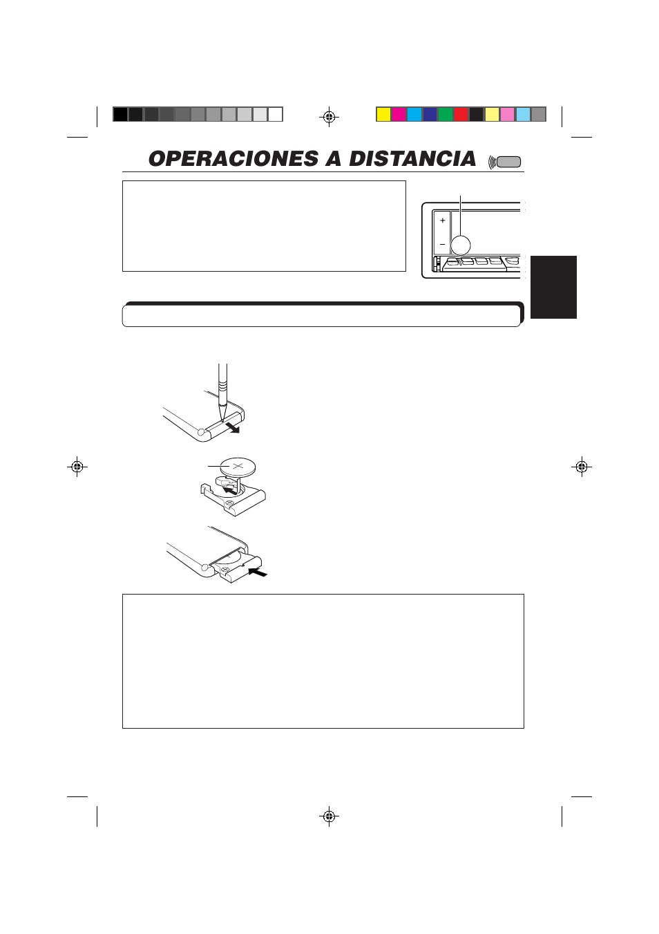 Operaciones a distancia, Instalación de la pila | JVC KD-LX50 User Manual | Page 111 / 182