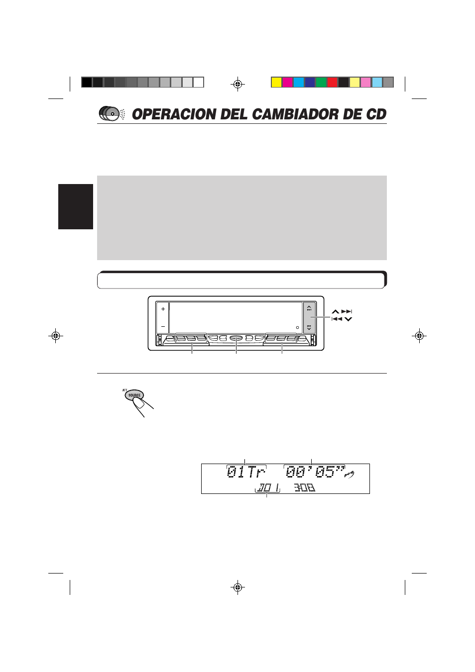 Operacion del cambiador de cd, Reproducción de los discos compactos, Seleccione el cambiador automático de cd | JVC KD-LX50 User Manual | Page 114 / 182