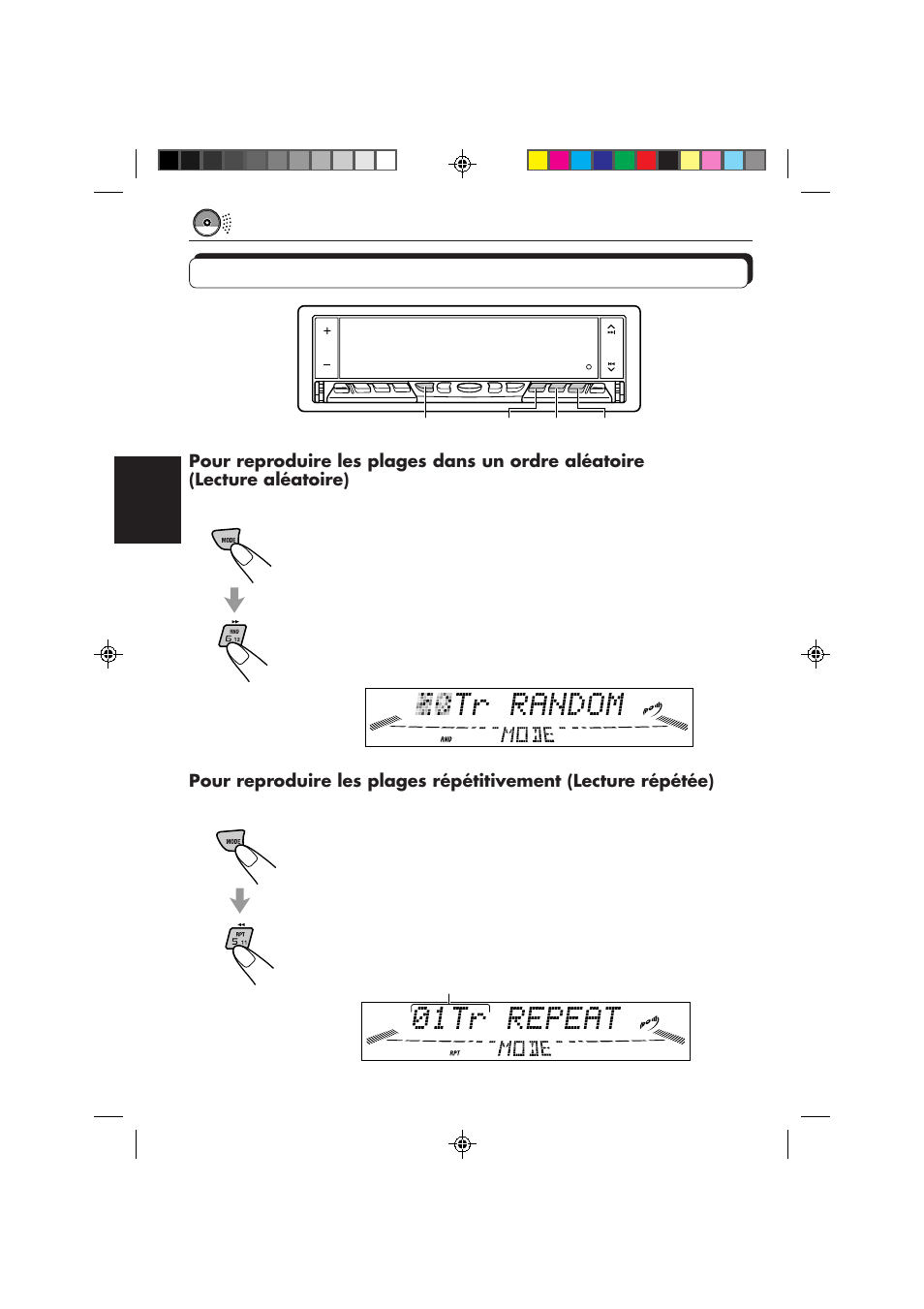 Sélection des modes de lecture de cd | JVC KD-LX50 User Manual | Page 134 / 182