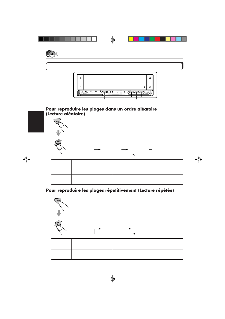 Sélection des modes de lecture de cd | JVC KD-LX50 User Manual | Page 176 / 182