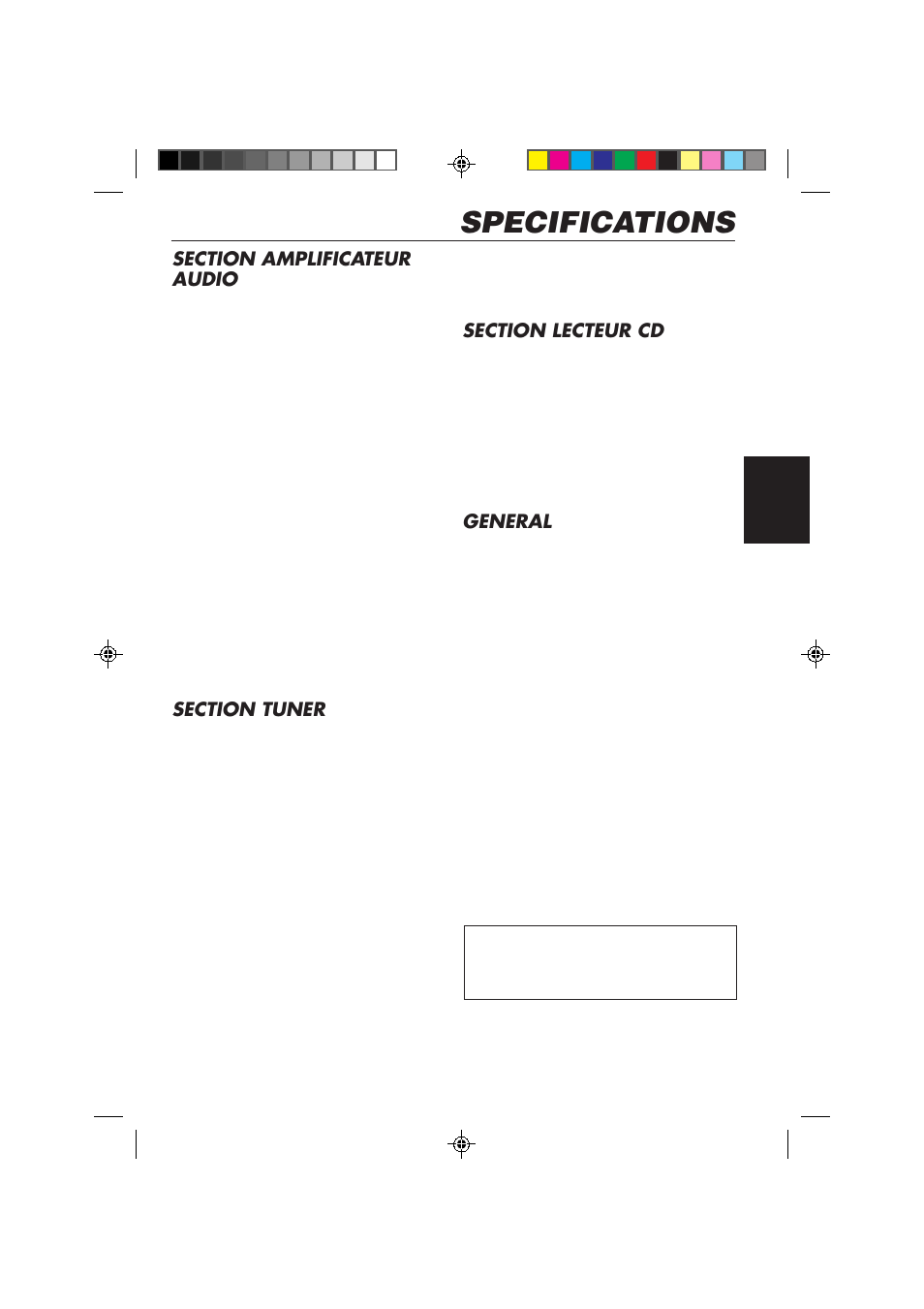 Specifications, General | JVC KD-LX50 User Manual | Page 181 / 182