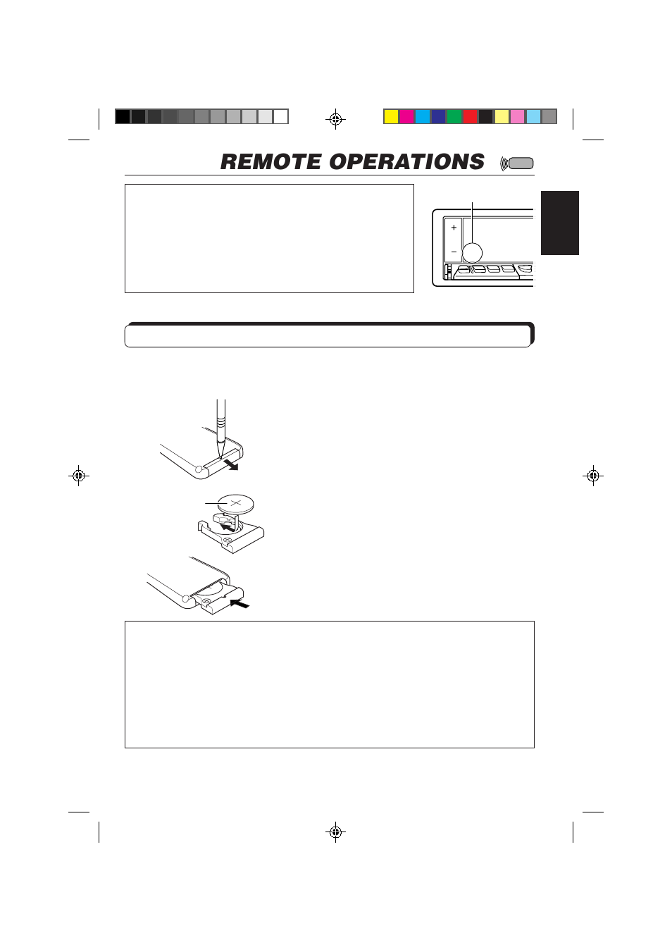 Remote operations, Installing the battery | JVC KD-LX50 User Manual | Page 51 / 182