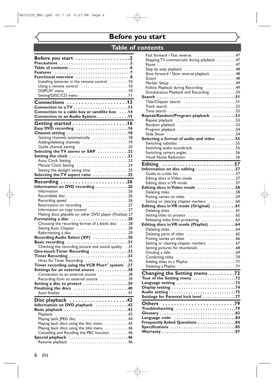 JVC DR-M70SU User Manual | Page 6 / 88