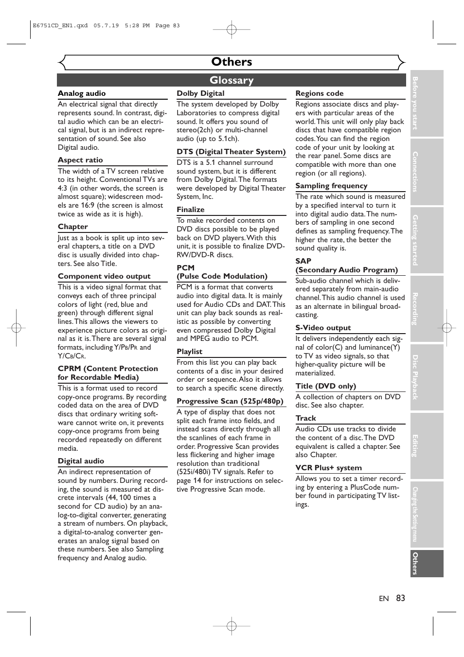 Others, Glossary | JVC DR-M70SU User Manual | Page 83 / 88