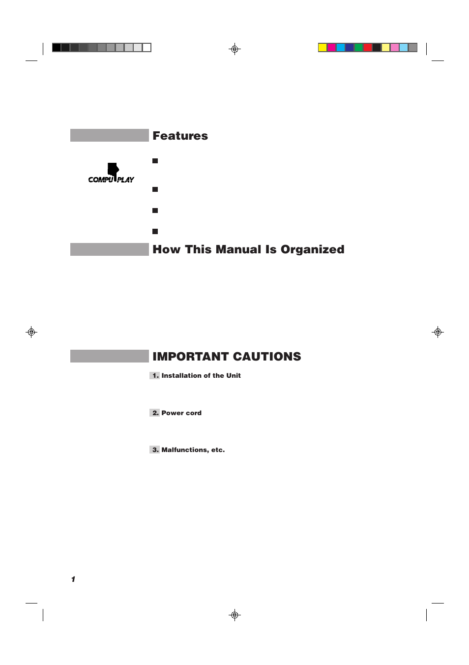 Features, How this manual is organized, Important cautions | JVC CA-MXJ10 User Manual | Page 4 / 32