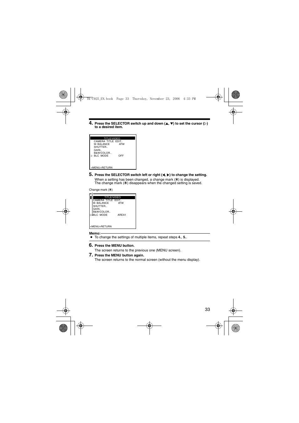 JVC TK-C926EG User Manual | Page 33 / 60
