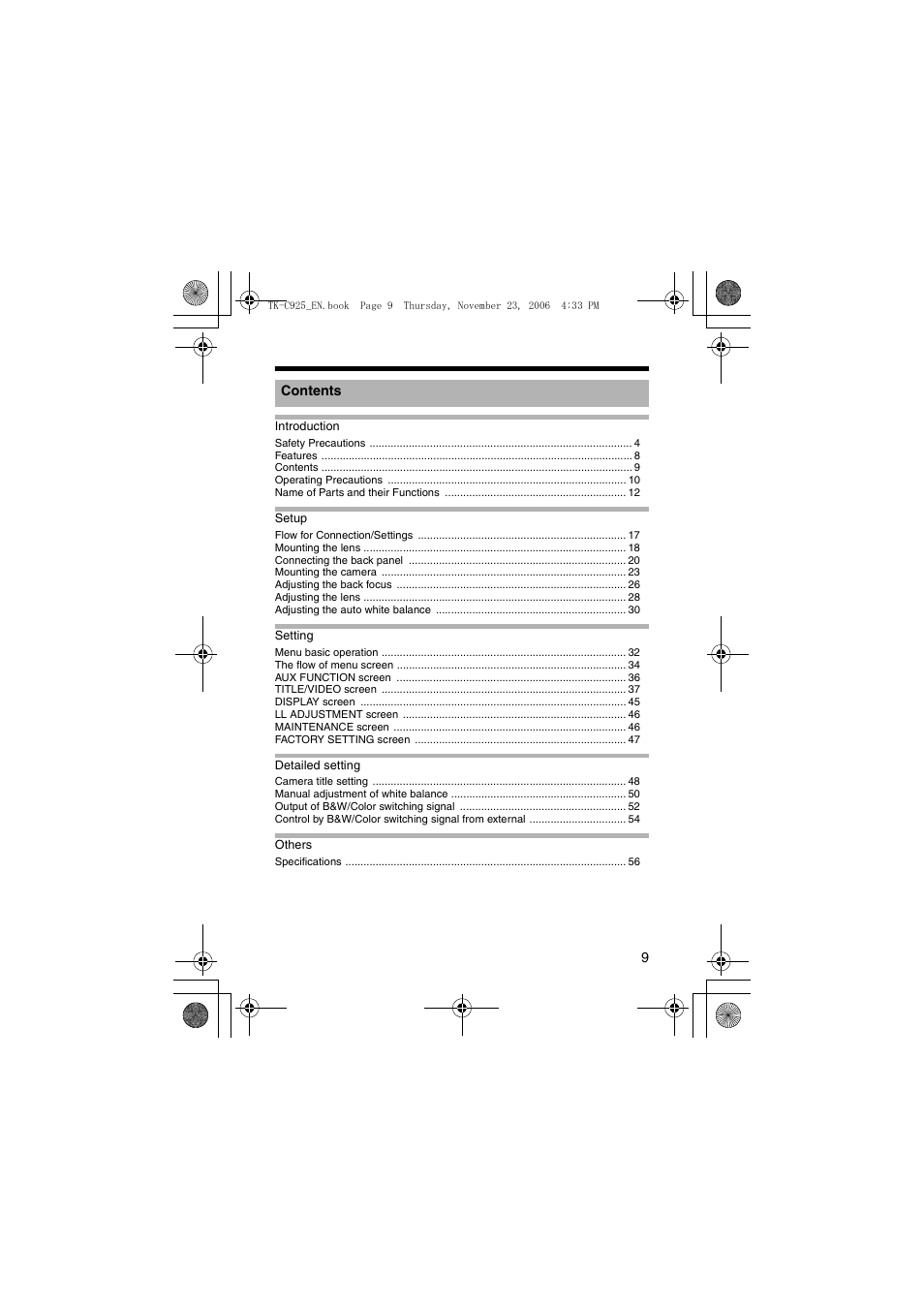 JVC TK-C926EG User Manual | Page 9 / 60