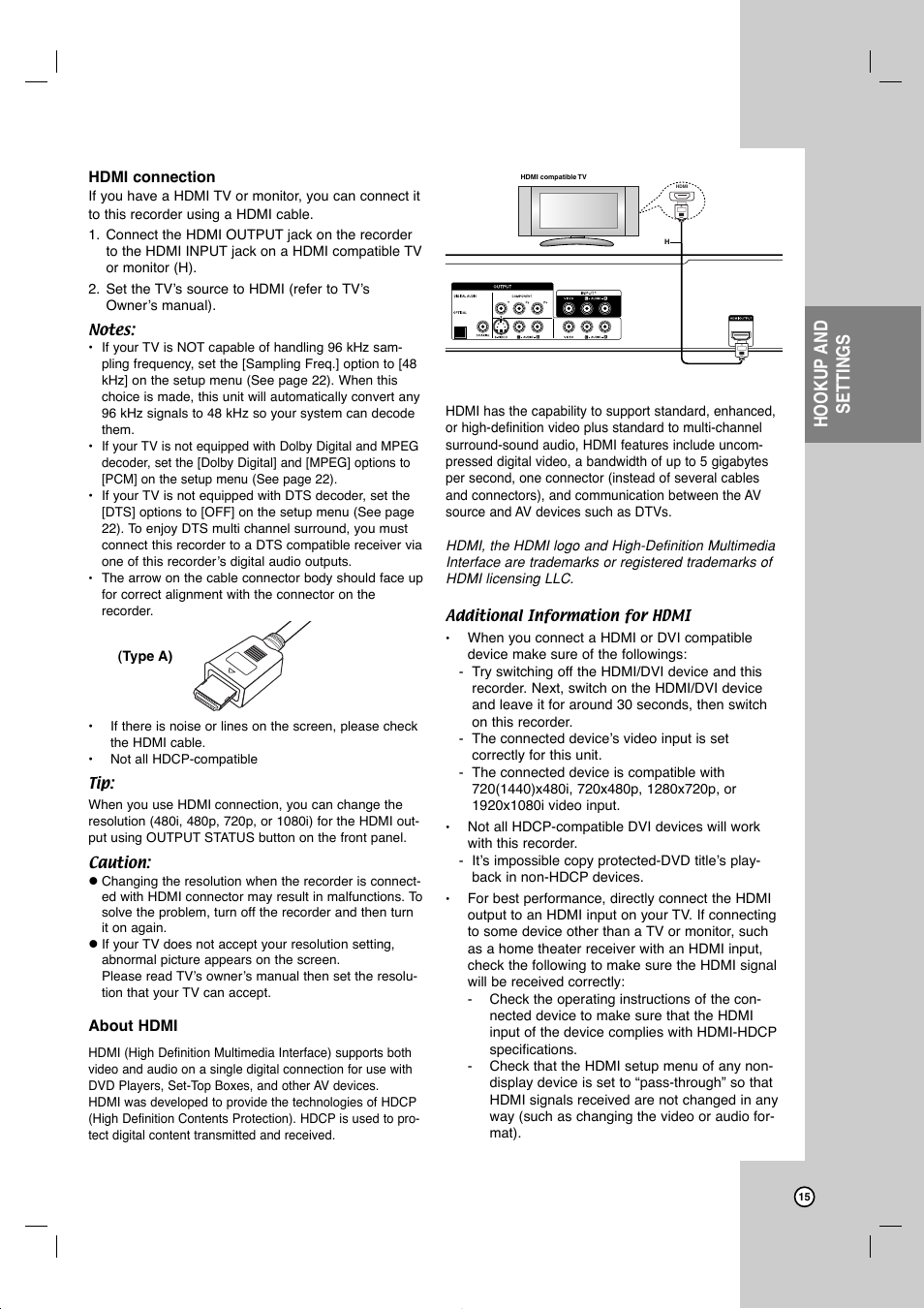 Hookup and settings | JVC DR-MV99BU User Manual | Page 15 / 57