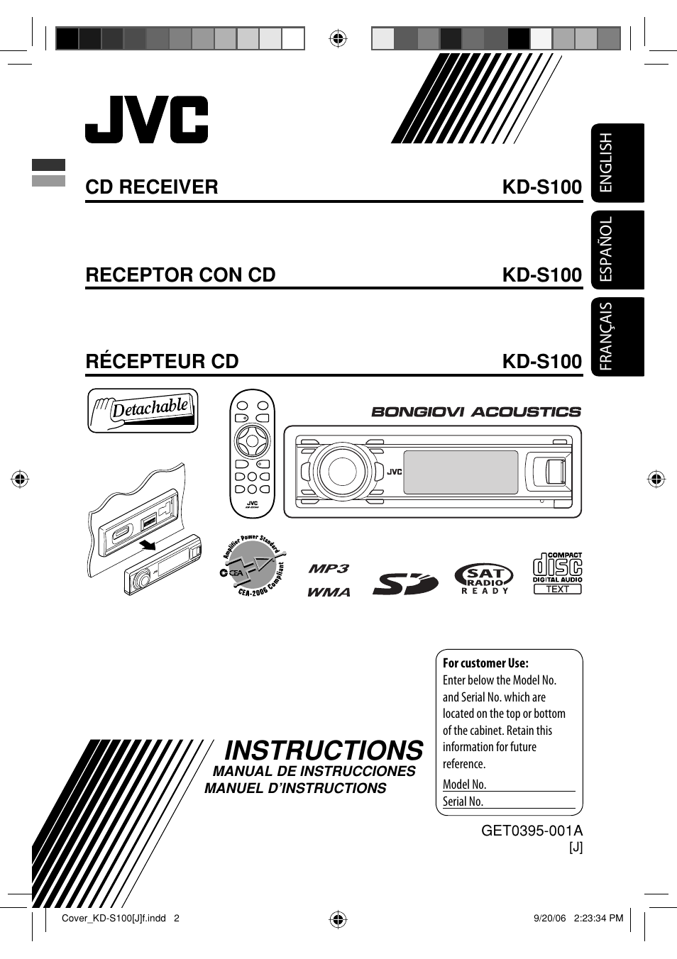 JVC KD-S100 User Manual | 36 pages