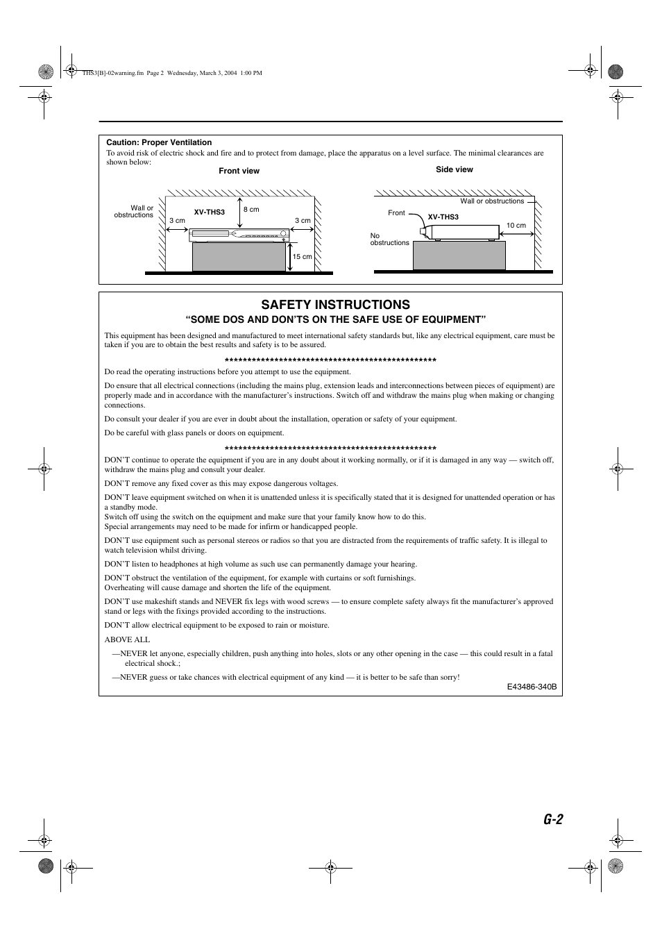 Safety instructions | JVC XV-THS3 User Manual | Page 3 / 44