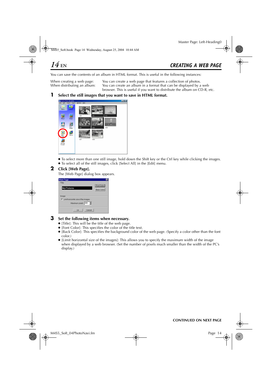Creating a web page | JVC LYT1361-001A User Manual | Page 14 / 23