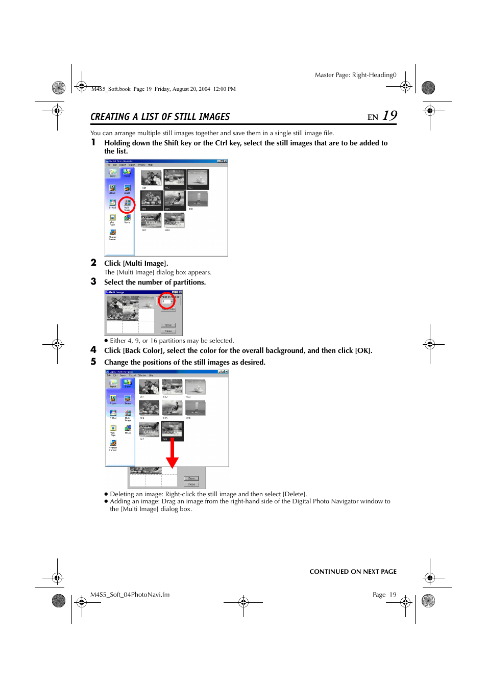 Creating a list of still images | JVC LYT1361-001A User Manual | Page 19 / 23