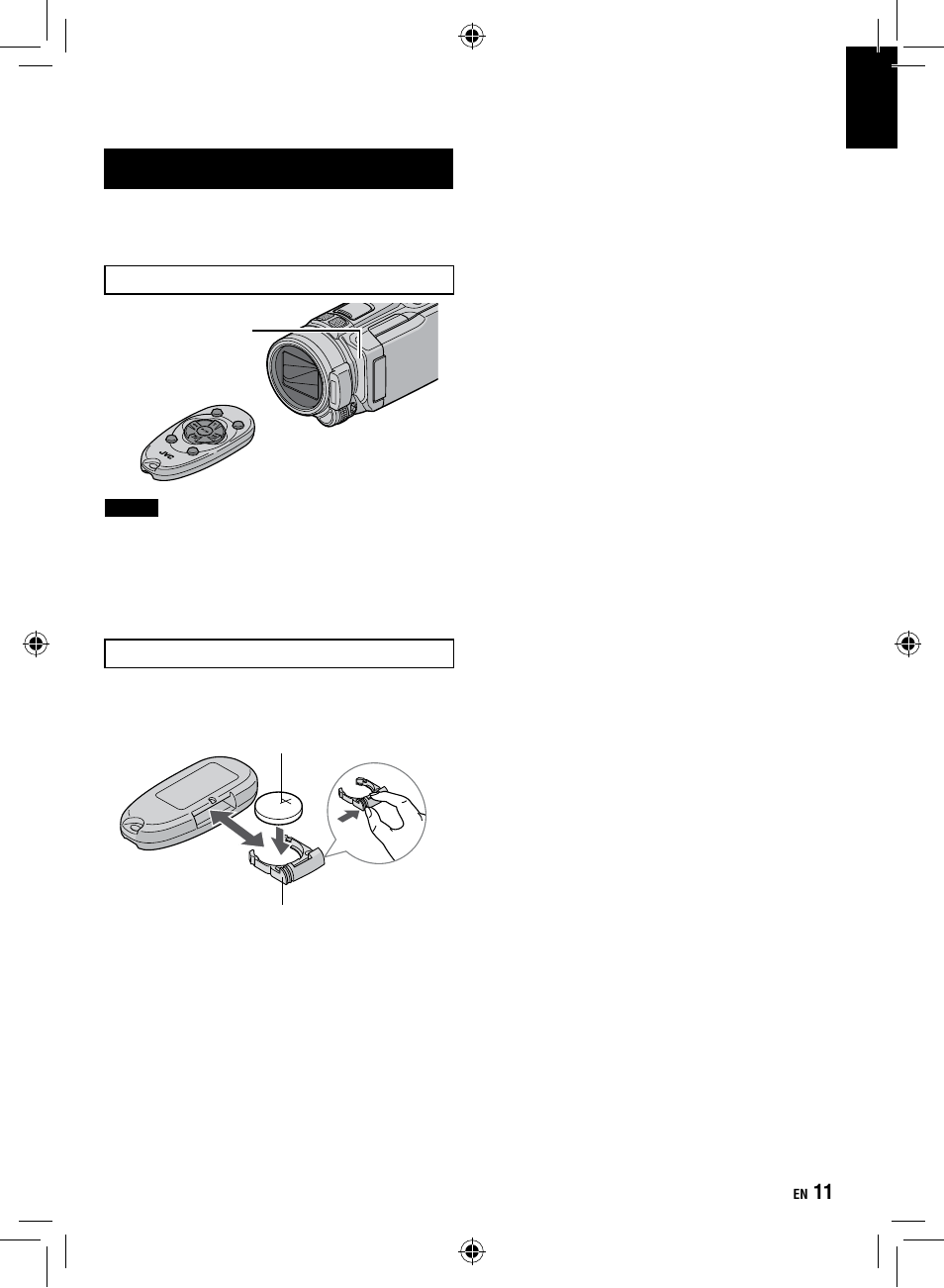 Preparing the remote control | JVC Everio GZ-HM1 User Manual | Page 11 / 44