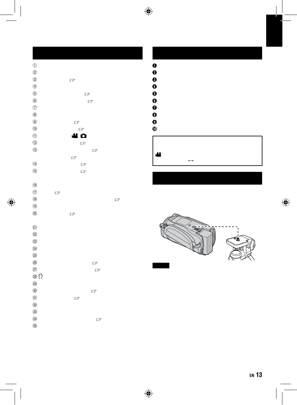 Tripod mounting | JVC Everio GZ-HM1 User Manual | Page 13 / 44