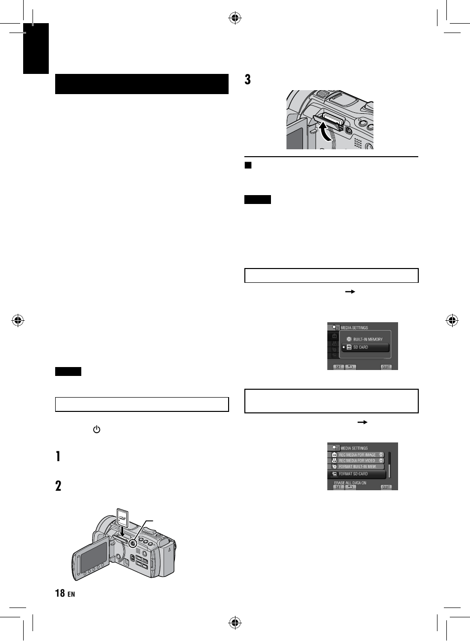 Other settings, Using an sd card, Other settings using an sd card | JVC Everio GZ-HM1 User Manual | Page 18 / 44
