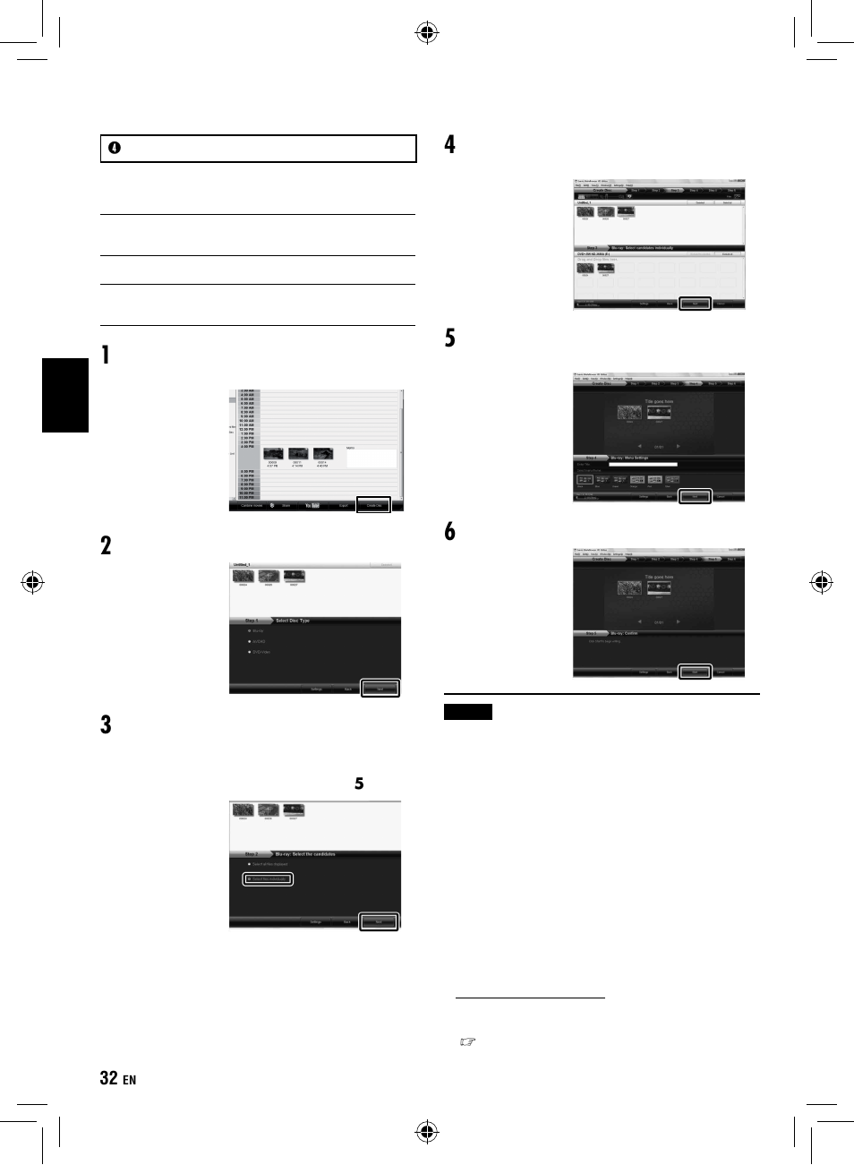Creating a disc using a pc, Continued) | JVC Everio GZ-HM1 User Manual | Page 32 / 44