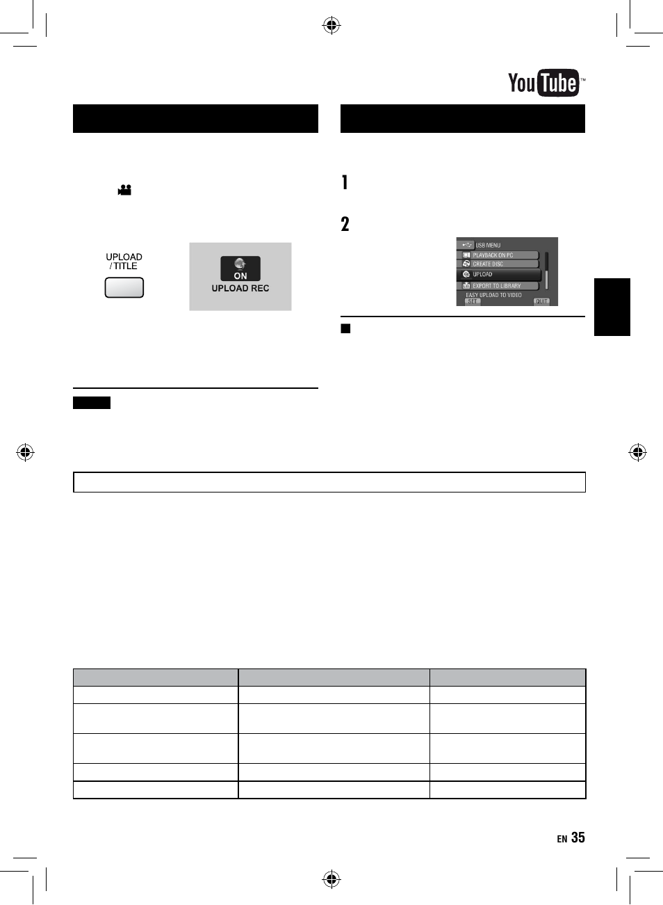 Uploading files to websites, Turning on the upload mode, Uploading files | Pixela | JVC Everio GZ-HM1 User Manual | Page 35 / 44