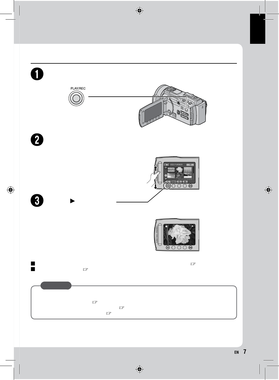 Playing back | JVC Everio GZ-HM1 User Manual | Page 7 / 44