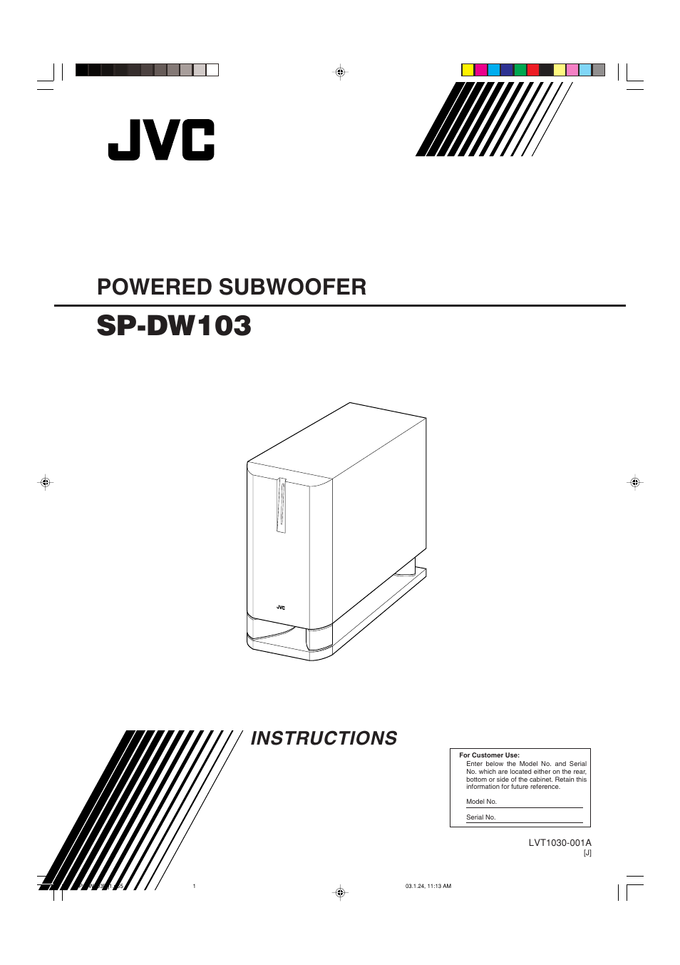 JVC SP-DW103 User Manual | 13 pages