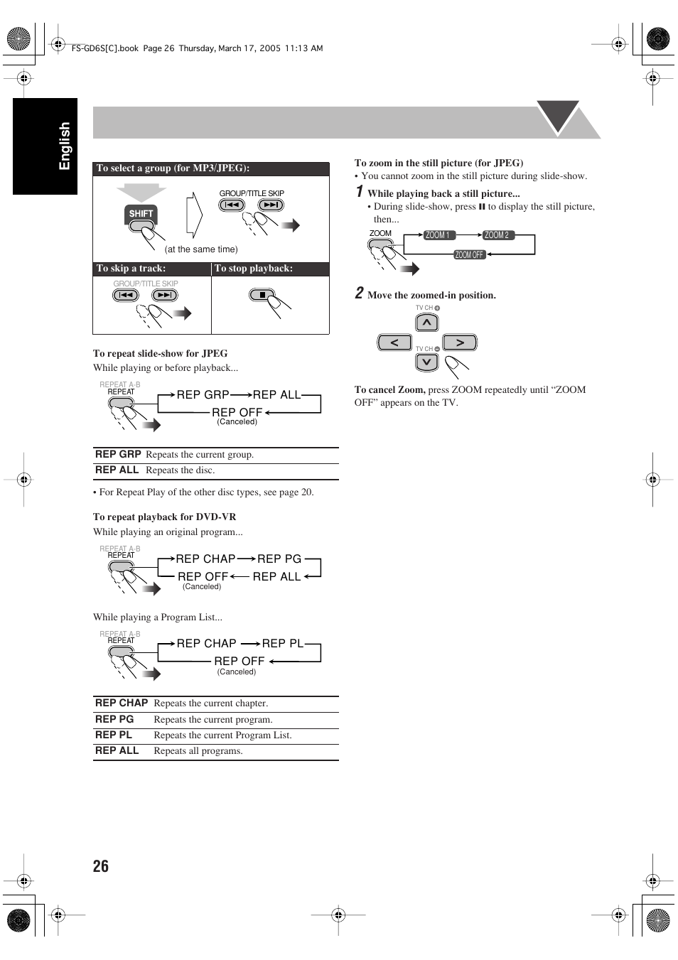 English | JVC FS-GD6S User Manual | Page 30 / 42