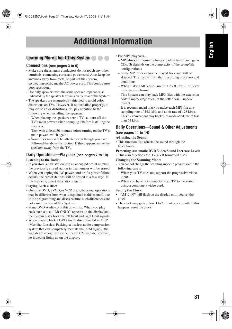 Additional information, English, Learning more about this system | JVC FS-GD6S User Manual | Page 35 / 42