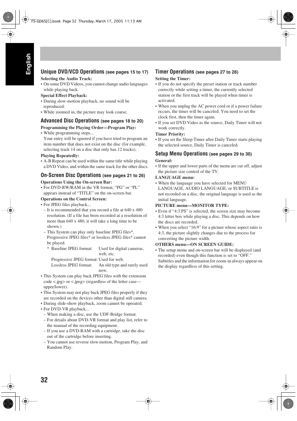 English | JVC FS-GD6S User Manual | Page 36 / 42