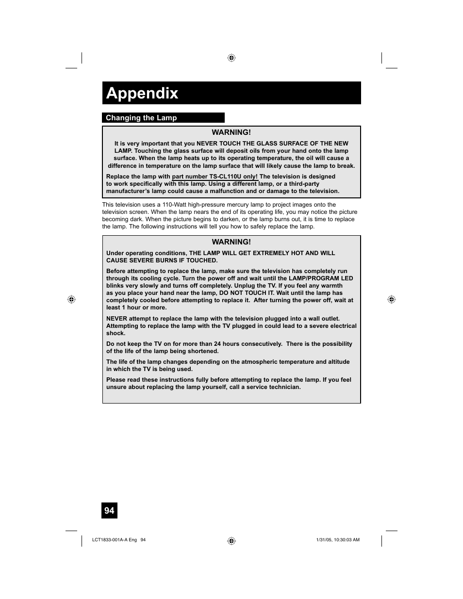 Appendix | JVC HD-61Z886 User Manual | Page 94 / 104