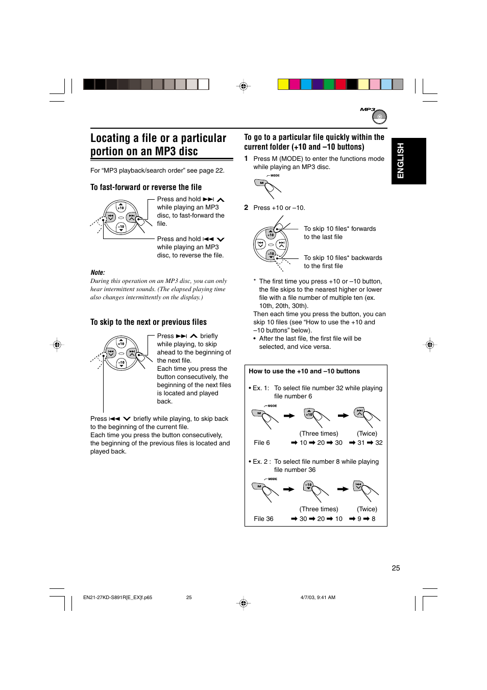 English | JVC KD-S891R User Manual | Page 25 / 44