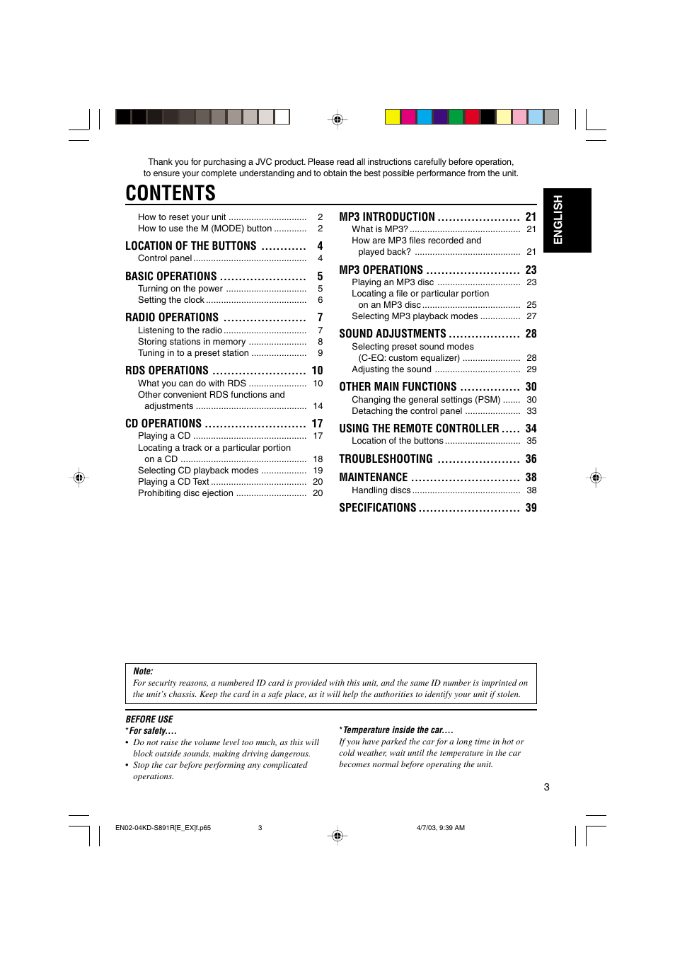 JVC KD-S891R User Manual | Page 3 / 44