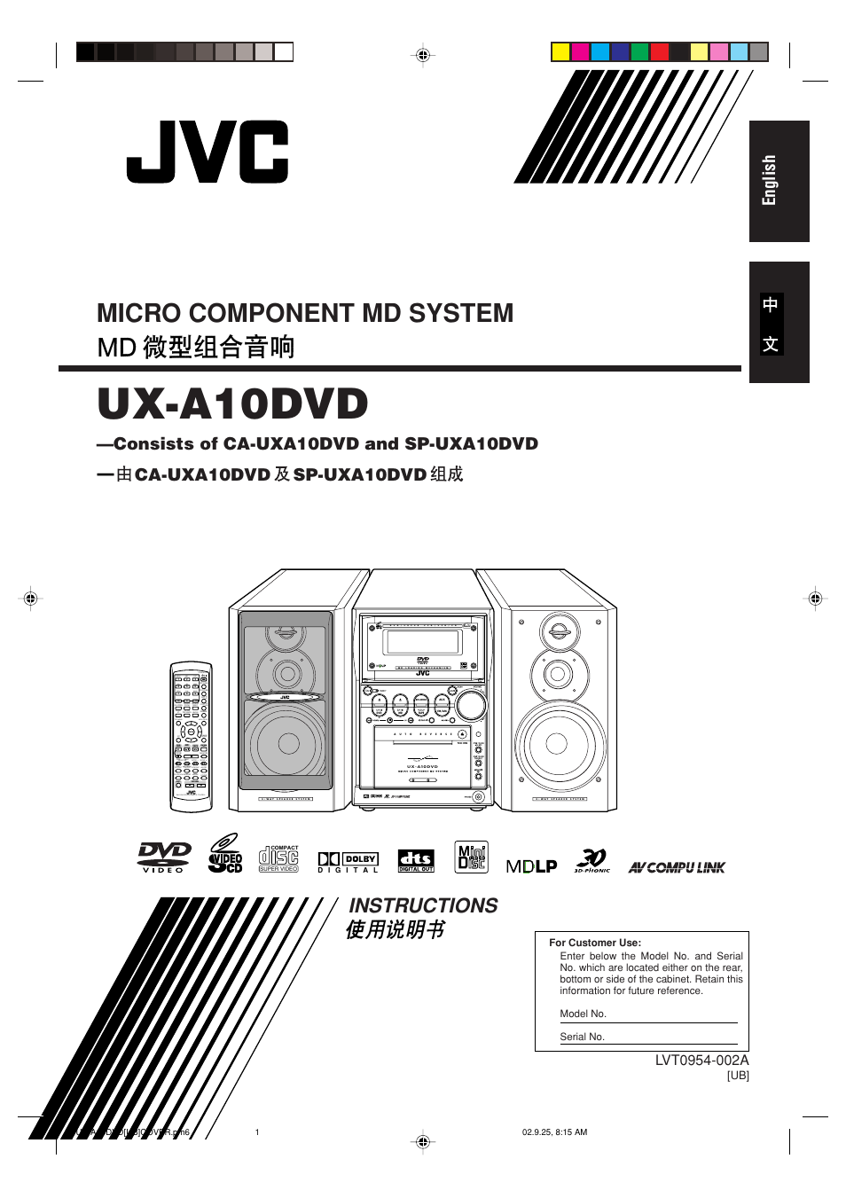 JVC UX-A10DVD User Manual | 106 pages