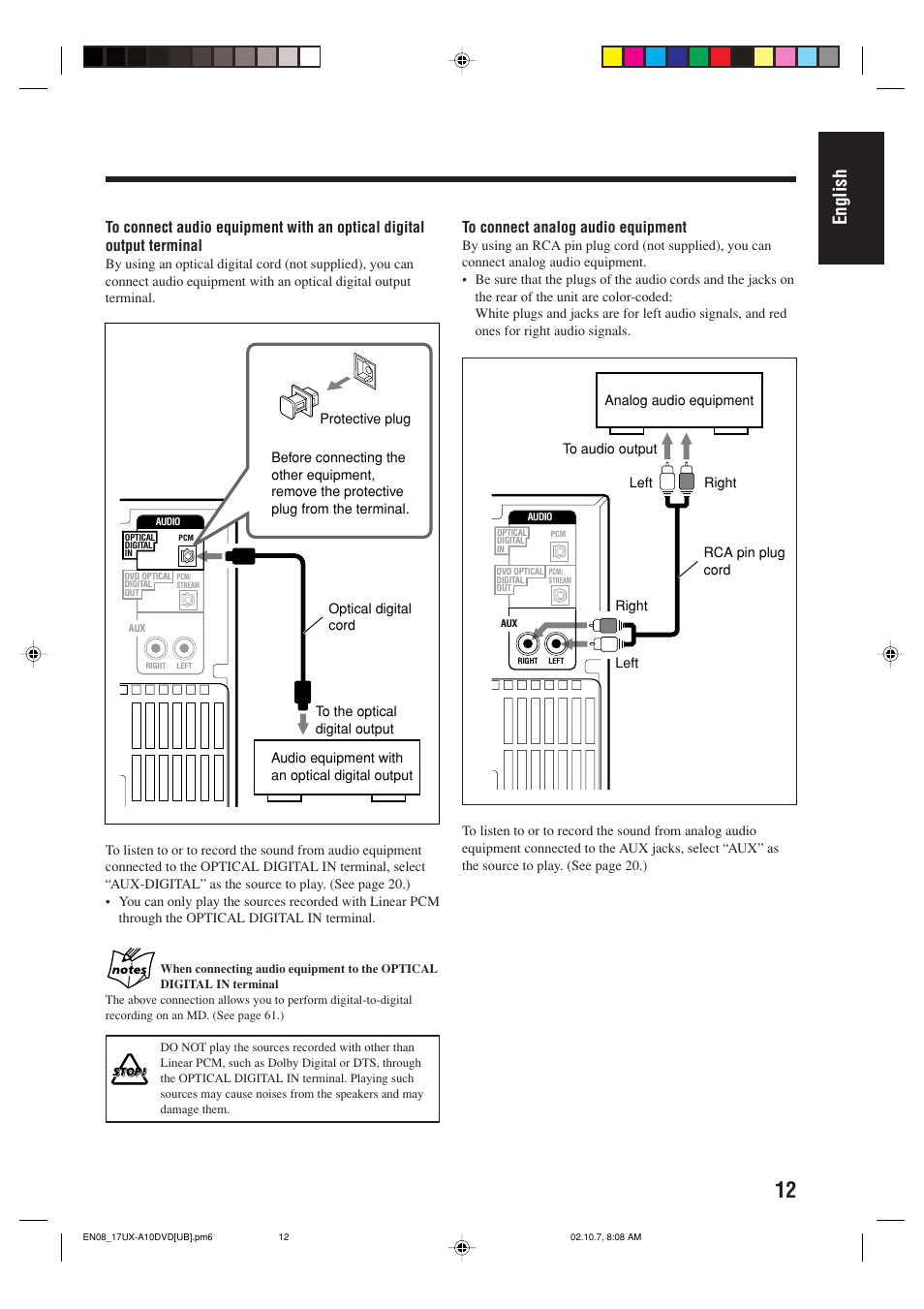 English | JVC UX-A10DVD User Manual | Page 15 / 106