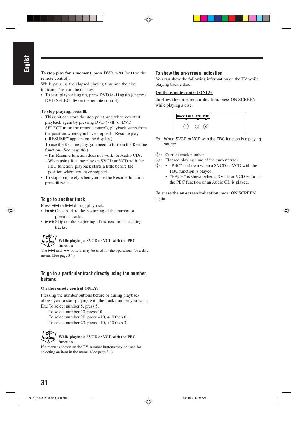 English | JVC UX-A10DVD User Manual | Page 34 / 106
