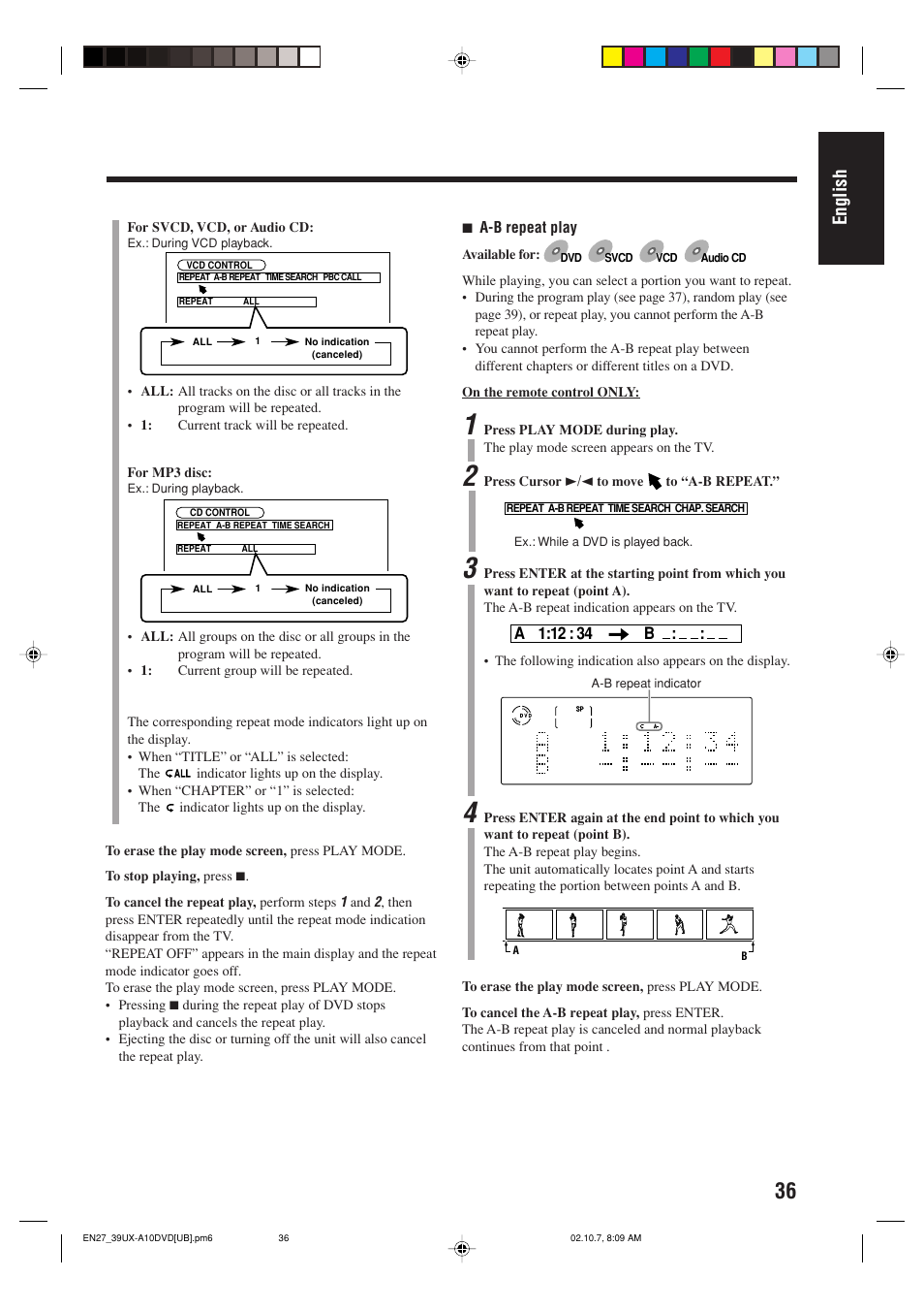 English | JVC UX-A10DVD User Manual | Page 39 / 106