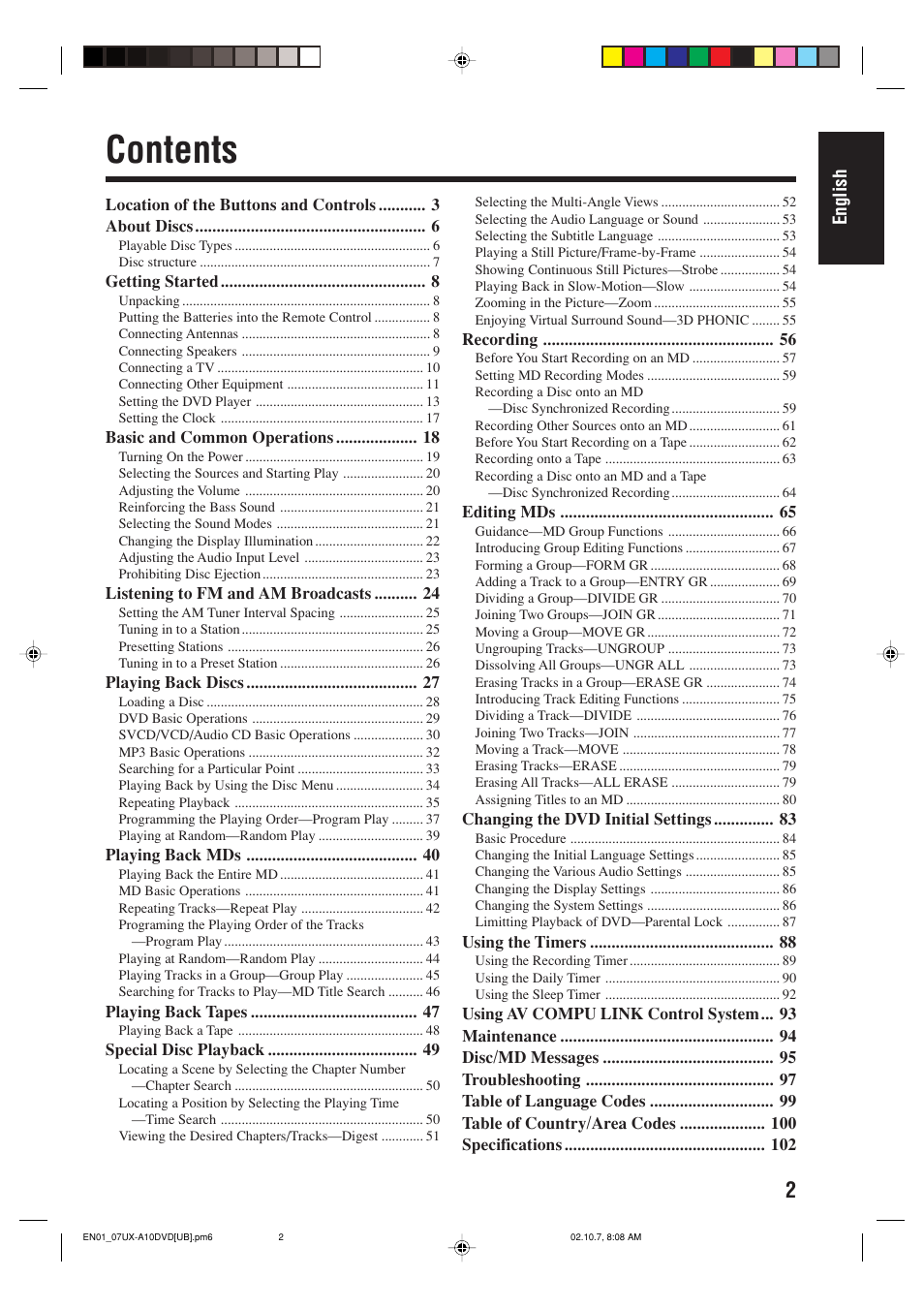 JVC UX-A10DVD User Manual | Page 5 / 106