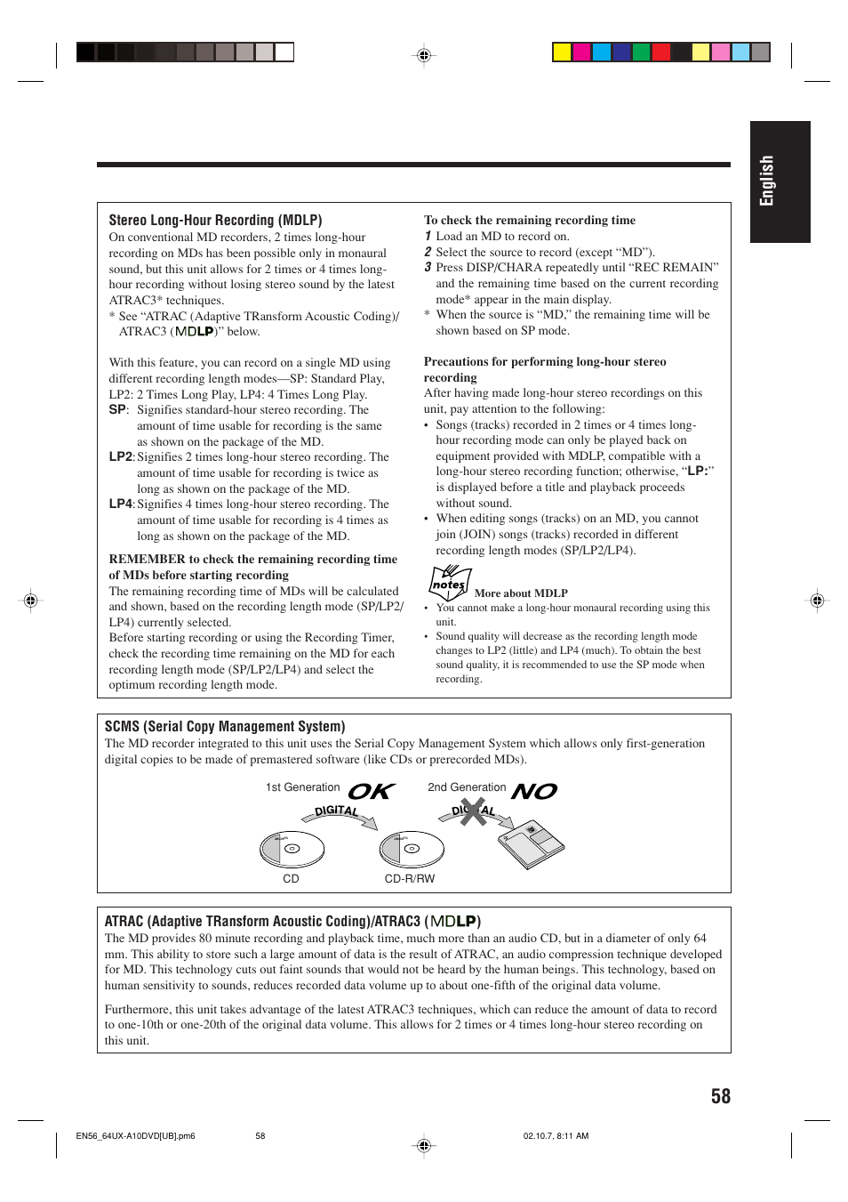 English | JVC UX-A10DVD User Manual | Page 61 / 106