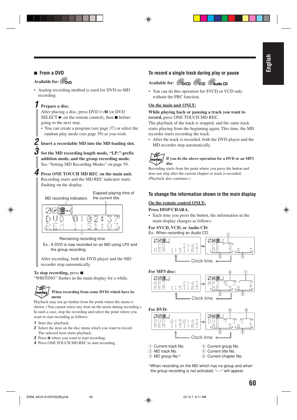 English | JVC UX-A10DVD User Manual | Page 63 / 106