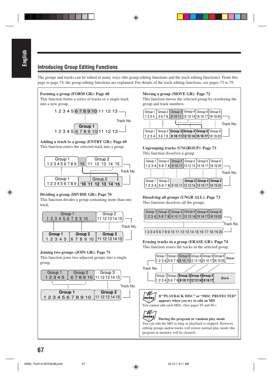 English, Introducing group editing functions | JVC UX-A10DVD User Manual | Page 70 / 106