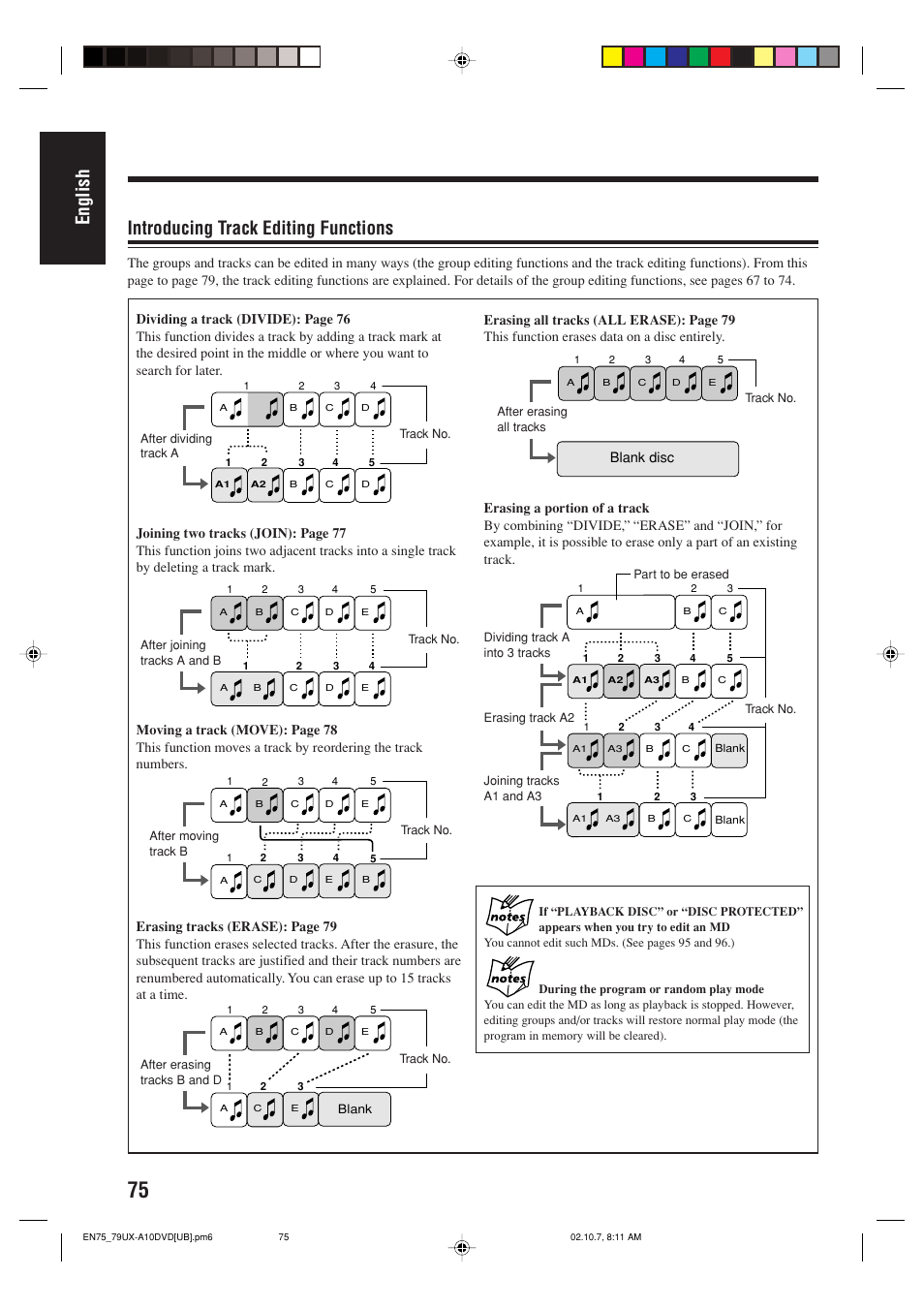 English, Introducing track editing functions | JVC UX-A10DVD User Manual | Page 78 / 106