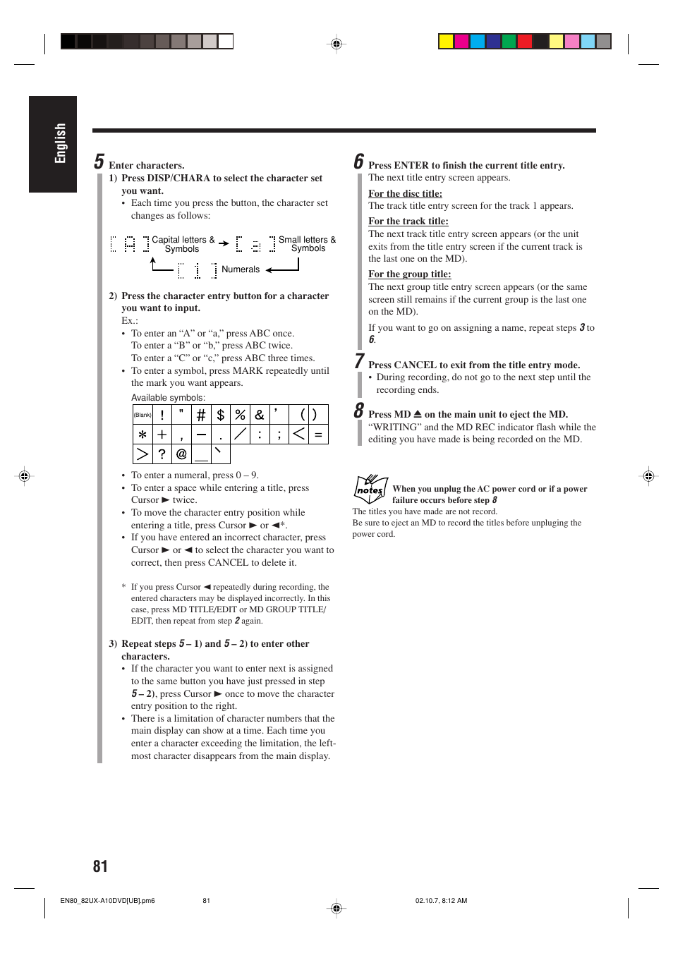 English | JVC UX-A10DVD User Manual | Page 84 / 106