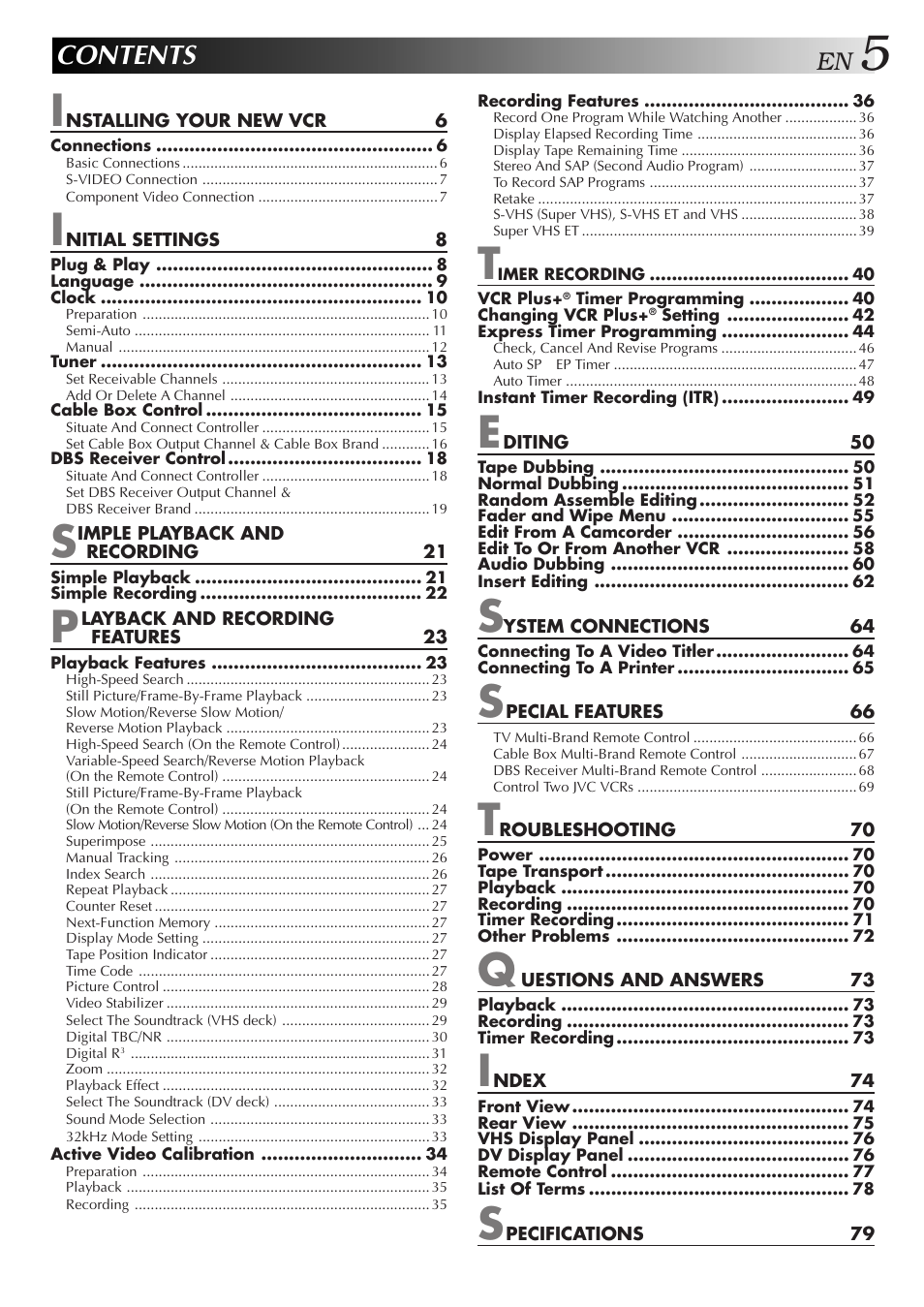 JVC SR-VS10U User Manual | Page 5 / 80