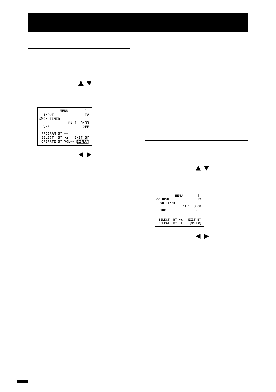 Using the tv’s menus, On timer, Input | JVC AV-1414EE User Manual | Page 14 / 22