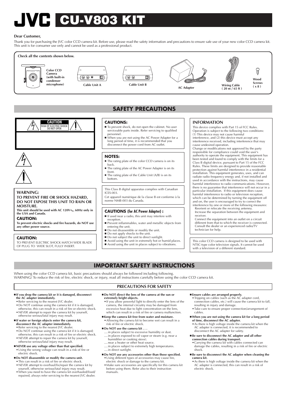 JVC CU-V803 User Manual | 8 pages