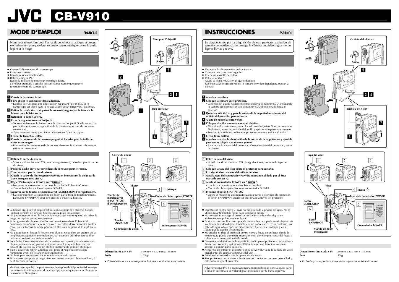 Cb-v910, Mode d’emploi, Instrucciones | JVC CB-V910 User Manual | Page 2 / 2