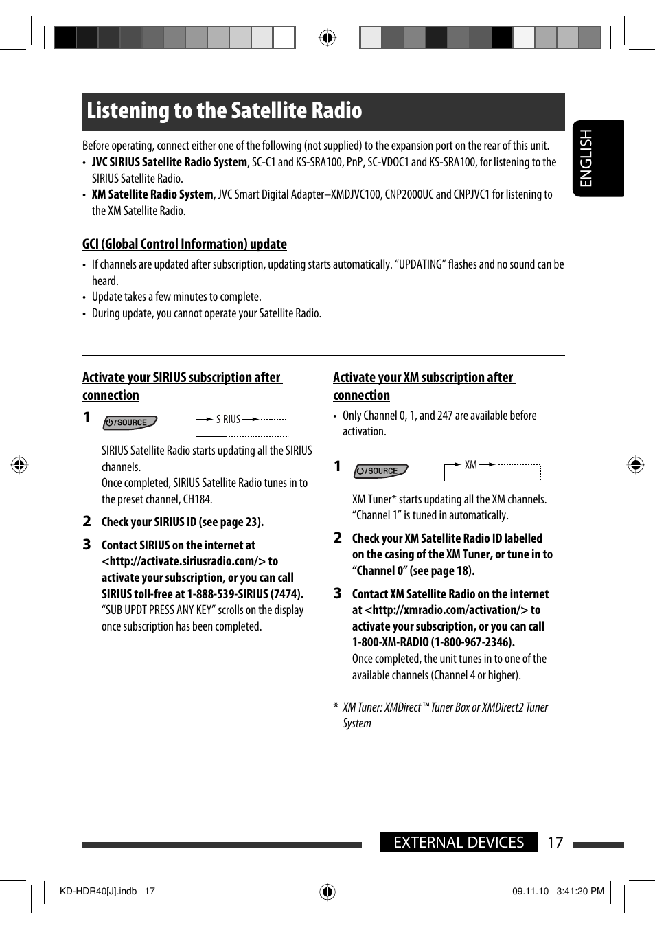 Listening to the satellite radio | JVC LVT2088-001B User Manual | Page 17 / 100